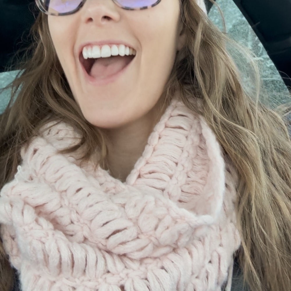 Elegant Pink Knit Scarf